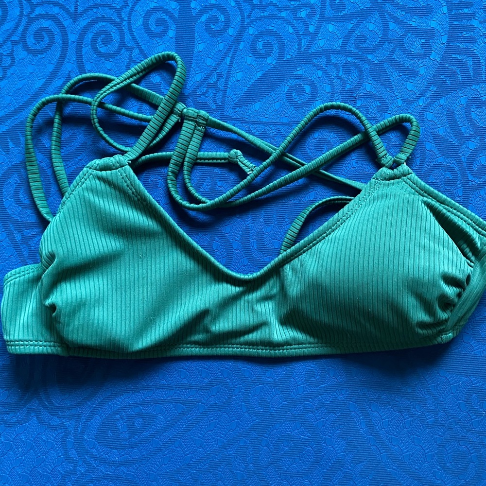 XHILARATION green bikini top tie back